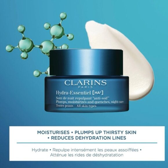 Clarins Hydra-Essentiel [HA²] Night Cream Moisturizer Skin Care 50ml - Picture 3 of 8
